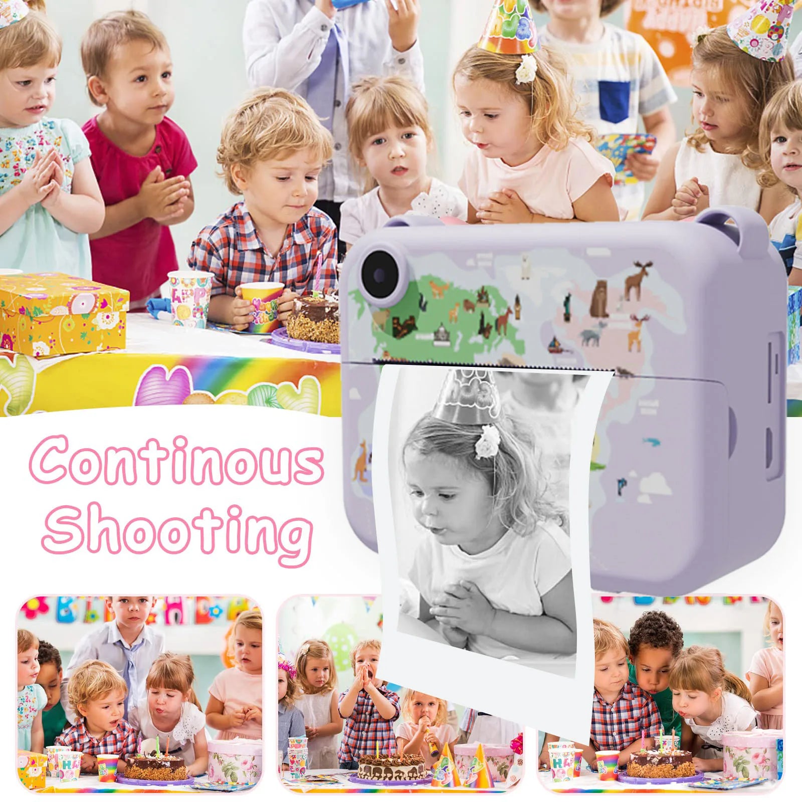 Kids Camera Instant Print Christmas Birthday Gifts for 3-12 Year Old Boys Girls Toys for Kids Age 3-10 with 3 Rolls Print Paper